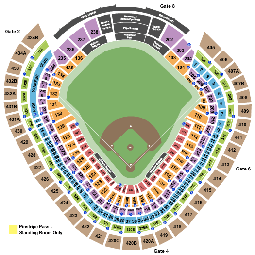 Yankee Stadium Yankees Seating Chart