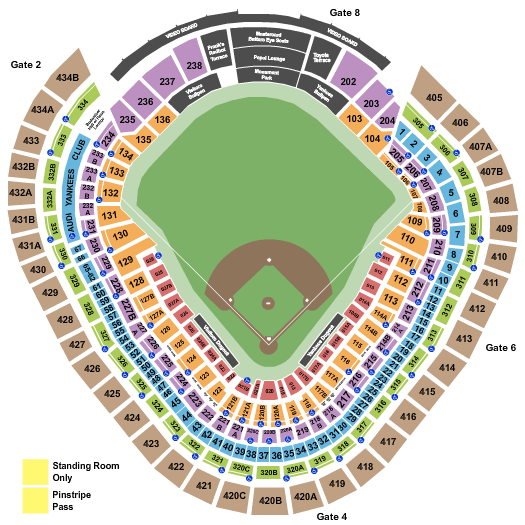 Yankee Stadium Yankees Seating Chart